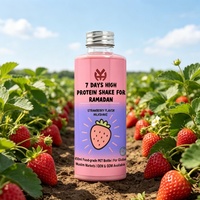 Batido de Leche con Alto Contenido de Proteínas Sabor Fresa 7 Días, Botella de Vidrio de 450 ml, Reemplazo de Comida para Ayuno, Bebida Energética Halal, Compatible con OEM ODM