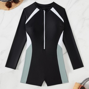 Traje de Baño de Una Pieza para Mujer, Manga Larga, Push-Up, Sexy, para Playa, con Bloques de Color, 2026 - Product Image 3