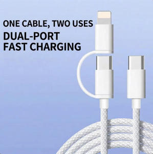 Câble USB 3A le plus vendu, matériau TPE tressé, <span class=keywords><strong>adaptateur</strong></span> 2-en-1 Type-C <span class=keywords><strong>8</strong></span> broches, charge rapide pour <span class=keywords><strong>iPhone</strong></span> 14/15/16 - Product Image 3