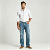 Celana Jeans Pria Straight Leg Regular Fit Bahan Katun Denim Berkualitas Tinggi untuk Sehari-hari