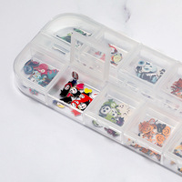 Latest Trend 12 Grid/box Halloween Wood Pulp Nail Jewelry Color Flower Skull Snowflake Nail Sticker