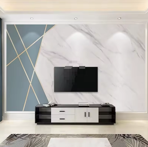 Fondo de <span class=keywords><strong>TV</strong></span> de simplicidad moderna, Mural blanco de vientre de pez, papel tapiz de mármol para decoración de pared de sala de dibujo - Product Image 4