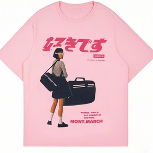 เสื้อยืดพิมพ์ลายกราฟิกทรงสปอร์ตโอเวอร์ไซส์ ผ้าฝ้ายถัก 100% สไตล์วินเทจ Y2K สำหรับผู้ชายและผู้หญิง ยูนิเซ็กส์ ฮาราจูกุ เนื้อผ้ากันยับ ระบายอากาศได้ดี สีชมพู - Product Image 4