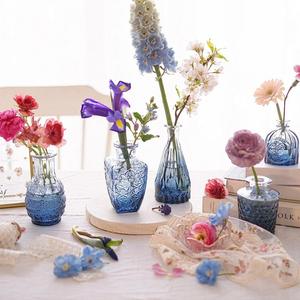<span class=keywords><strong>Vase</strong></span> bourgeon en verre de couleur bleue peinte ensemble de 24 petits vases pour fleurs - Product Image 2