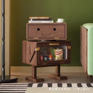 Mesita de noche de madera con forma de robot, mesa de suelo de madera maciza para dormitorio, sala de estar, sofá, mesa auxiliar, mesita de noche creativa para niños - Product Image 1