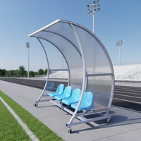 Abri pour banc de joueurs de football en acier profilé, siège personnalisé, dugout mobile pour équipe de football avec toit en polycarbonate pour stade