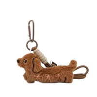 Porte-clés d'anniversaire pour femme, adorable pendentif chiot en peluche doux, design Teckel Anime, avec mousqueton