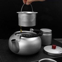 Service à thé Kung Fu chinois haut de gamme pur titane citrouille poignée théière couverts en acier inoxydable classique maison extérieur feu ouvert