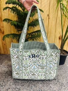 กระเป๋าผ้าฝ้ายสีขาวขนาดใหญ่ กระเป๋าช้อปปิ้ง กระเป๋าสะพายไหล่ กระเป๋าผ้าควิลท์สำหรับผู้หญิง กระเป๋าถือ กระเป๋าโท้ทแฮนด์เมด - Product Image 5