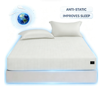 Drap-housse de mise à la terre certifié OEKO-TEX en coton biologique 400TC avec 5% de fibres d'argent, antistatique et conducteur, pour chambre à coucher