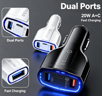 Cargador de Coche de 3 Puertos QC3.0 USB+Tipo-C 3.5A Carga Rápida con Luz LED Azul 12-24V Cargador para Encendedor de Cigarrillos OEM Venta al Por Mayor