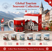 Mug en céramique souvenir de la Suisse avec motif de bâtiment touristique, idéal pour tasse à café en porcelaine, personnalisable OEM, vente en gros