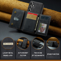 Trois Fois Détachable Carte Portefeuille Téléphone Cas 2-EN-1 Magnétique PU En Cuir Téléphone Cas pour Samsung S25 Plus