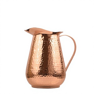 Pichet en cuivre pur martelé fait main, épais, avec poignée soudée, idéal pour l'eau, parfait pour la salle de sport et les restaurants - Product Image 1