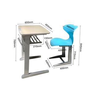 Ensemble bureau et chaise pour étudiants Masao, structure en acier laminé à froid, hauteur réglable, pour utilisation en classe. - Product Image 3