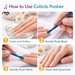 Pousse-cuticules double extrémité argenté professionnel pour manucure et pédicure, outil de soin des ongles en acier inoxydable avec poignée antidérapante et résistant à la rouille - Product Image 5