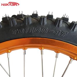 Roues de motocross, jantes en aluminium avant 17 pouces et arrière 14 pouces, pneus noirs, roues à moyeu. - Product Image 2