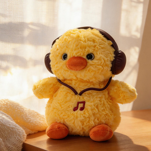Kawaii Küken-Plüschtier mit Kopfhörern, Weiches Gefülltes Küken-Tier, Niedliches Musik-Küken, Bauernhof-Tier-Plüschtier, Perfektes Geburtstagsgeschenk - Product Image 1
