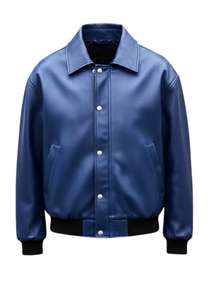 Veste en cuir véritable pour homme avec boutons-pression sur le devant, vêtement d'extérieur en cuir classique décontracté - Product Image 3