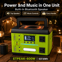 Estación de Energía Portátil de Respaldo para el Hogar de 600W, 537.6Wh LiFePO4, Onda Sinusoidal Pura, Carga Solar y por Coche, Control por Aplicación Bluetooth