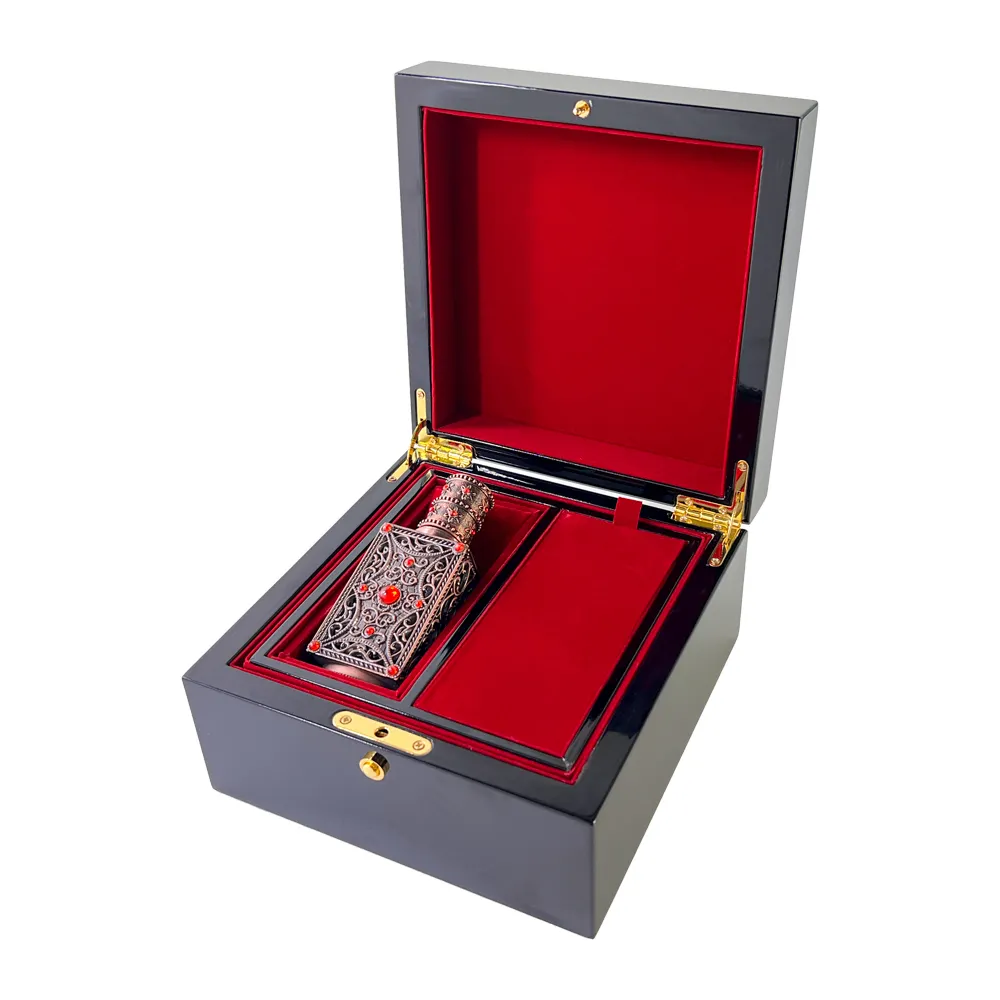 Caja de madera personalizada, embalaje árabe para perfume, regalo de madera