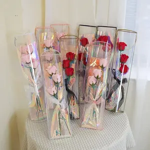 Sac à fleurs Sac cadeau avec poignées Emballage personnalisé Sacs transparents avec lumière LED clignotante