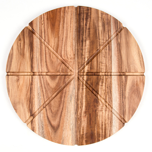 Tabla de servicio de corte de <span class=keywords><strong>Pizza</strong></span> redonda de madera, con cortador de <span class=keywords><strong>Pizza</strong></span>, acacia, venta al por mayor - Product Image 5