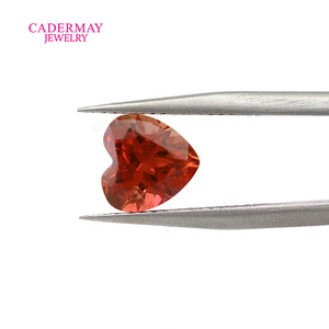 Cadermay Heart Shape Orange Red Zircon Loose Gemstones For Jewelry Making - Product Image 2