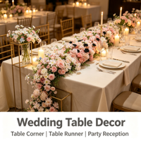 Décoration de scène de mariage, arche, fenêtre, rangée au sol, rangée de fleurs artificielles en cascade de couleurs mélangées, chemin floral en roses de soie et hortensias