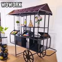 WOWORK vente en gros de métal fer fleur dessert bonbons chariot affichage toile de fond pour mariage fête d'anniversaire décoration