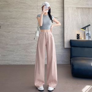 Design Sense Machete Denim Jeans pour femme, nouvelle collection Printemps-Été 2026, rose, taille haute, coupe droite ample, effet amincissant, à la mode et rapide à porter - Product Image 2