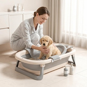 <span class=keywords><strong>Baignoire</strong></span> pliable pour animaux de compagnie, <span class=keywords><strong>baignoire</strong></span> pliable pour chiens et chats, <span class=keywords><strong>baignoire</strong></span> de toilettage portable anti-évasion avec drain pour petits/moyens animaux - Product Image 1