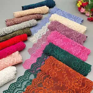 LS006 Trim Colorful Sexy Underwear Fabric Korean Embroidery Embroidered Soft Elastic Lace Spandex / Nylon T/T High Quality 15cm