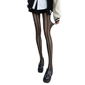 Mu Ruan Striped Pantyhose For Women 0D Ultra Thin Sheer Nylon Gradient Pattern Black Leggings - Product Image 4