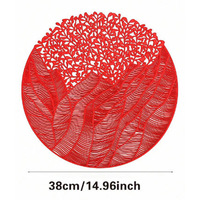 Nouveau Tapis de Table Rond Créatif en Plastique, Motif Feuille Dorée Décoratif, Isolation Thermique, Multicolore, pour la Salle à Manger