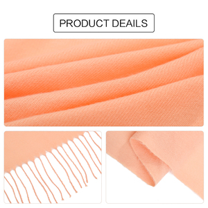 Fashion disesuaikan wanita Pashmina warna Solid hangat jilbab syal musim dingin kasmir rumbai selendang - Product Image 6