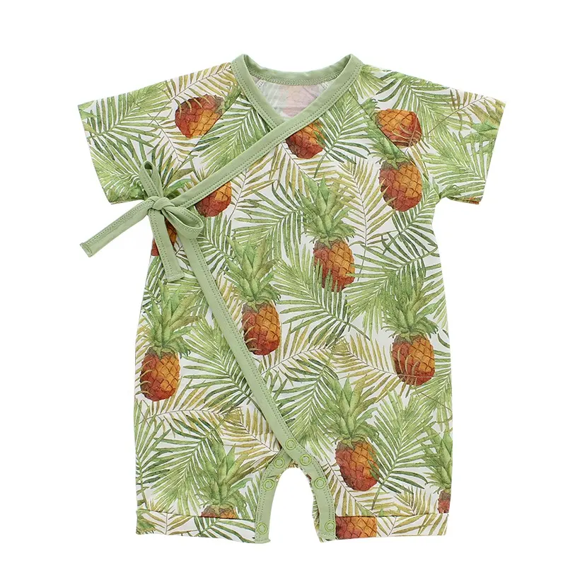 Ensemble de pyjama à manches courtes pour nouveau-né, barboteuse unisexe pour bébé, Kimono, vêtements d'été, vente en gros