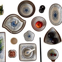 Ensemble d'assiettes en mélamine irrégulières rétro, vaisselle en plastique imitation porcelaine, style nordique minimaliste pour hôtel et restaurant