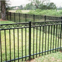 Valla Metálica de Acero Galvanizado de Diseño Moderno de 6 pies, con Recubrimiento de Polvo Negro, Parte Superior Plana, para Seguridad en Paredes Perimetrales