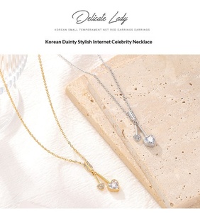 Collar con Colgante de Corazones de Circonio, Diseño Deportivo y Moderno, Estilo Coreano, Accesorios para Mujer, Venta al Por Mayor - Product Image 6