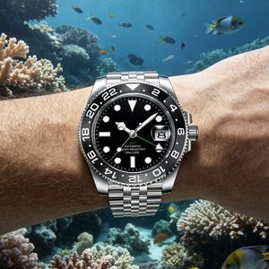 Reloj Mecánico Automático GMT de Moda para Hombre, Acero Inoxidable, Cristal de Zafiro, Resistente al Agua 10 Bar, Esfera Redonda de 40 mm - Product Image 4