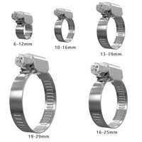 Kit de colliers de serrage à vis sans fin réglables en acier inoxydable 304, 6-29 mm (1/4 "-1-1/8 "), robustes, pour tuyaux de gaz et hottes de cuisine