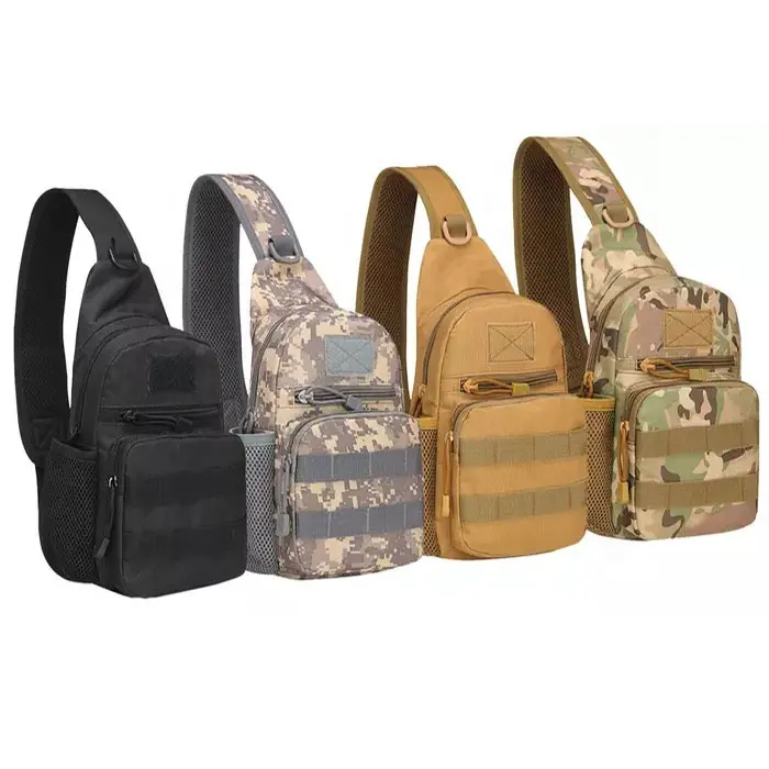 Multi Colors Outdoor Messenger Single Shoulder Crossbody Chest Bag USB Charge Molle Tactical Sling Bag with Bottle Holder