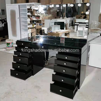 Meuble de salon de beauté, tiroir de maquillage, table de miroir avec lumières led