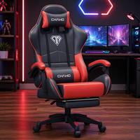 Chaise de bureau industrielle pivotante à 360°, réglable en hauteur, confortable, pour jeux vidéo et e-sport, en cuir PU, avec refroidissement et massage en acier inoxydable