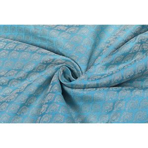 Tissu brocart Triloki Paisley bleu en poly tissé métallisé pour vêtements, saris, couture, artisanat et design de mode, vendu au mètre - Product Image 1
