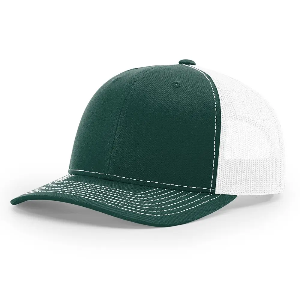Customize Logo High Quality 6 Panel Richardson Style 112 Shape Blank Snapback Hat Plain Black Trucker Cap