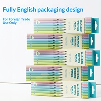 Nouveaux crayons triangulaires HB en plastique couleur macaron, vente en gros transfrontalière, emballage anglais pour le commerce extérieur