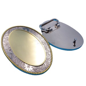 Hebilla de cinturón ovalada de aleación de zinc, chapada en oro y plata, para accesorios de cinturón de vaquero occidental. - Product Image 5