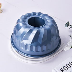 Hollow Chiffon Cake Mold Royal Blue Non Stick Carbon Steel Baking Mold For Oven Use Cylindrical Shape 1 Piece - Product Image 2